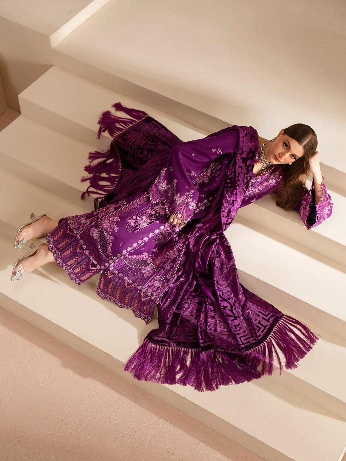 Binilyas Saqqara Kotrai Embroidered Stitched 3-Piece Suit-162-B