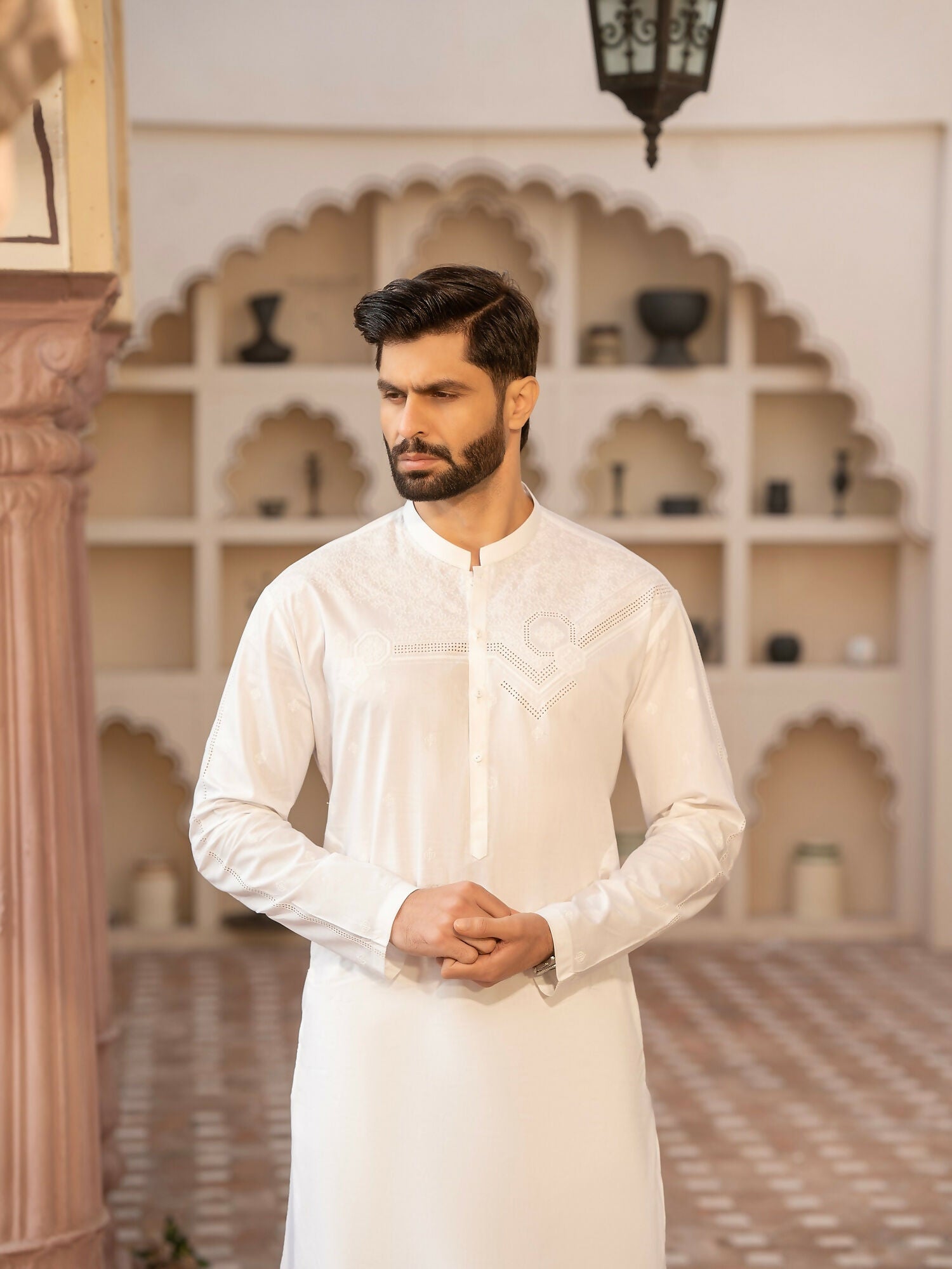 Fabrich Men Embroidered Cotton Unstitched Shalwar Kameez-GTS-MCE-036