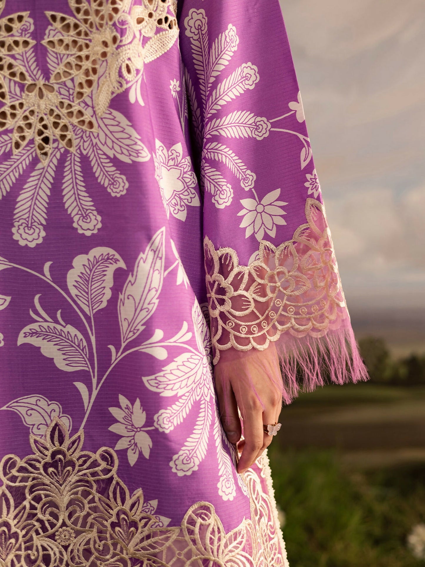 Mahnur Kaia Slub Linen Embroidered Stitched 3-Piece Suit-K- 10