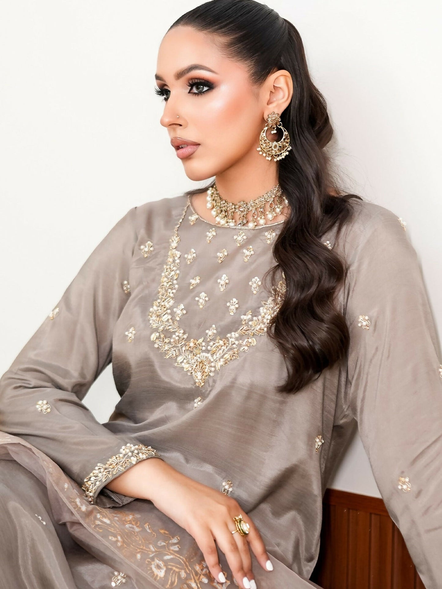 Allure By IH Fashion Calling Raw Silk Embellished Stitched 3-Piece Suit-Ruth
