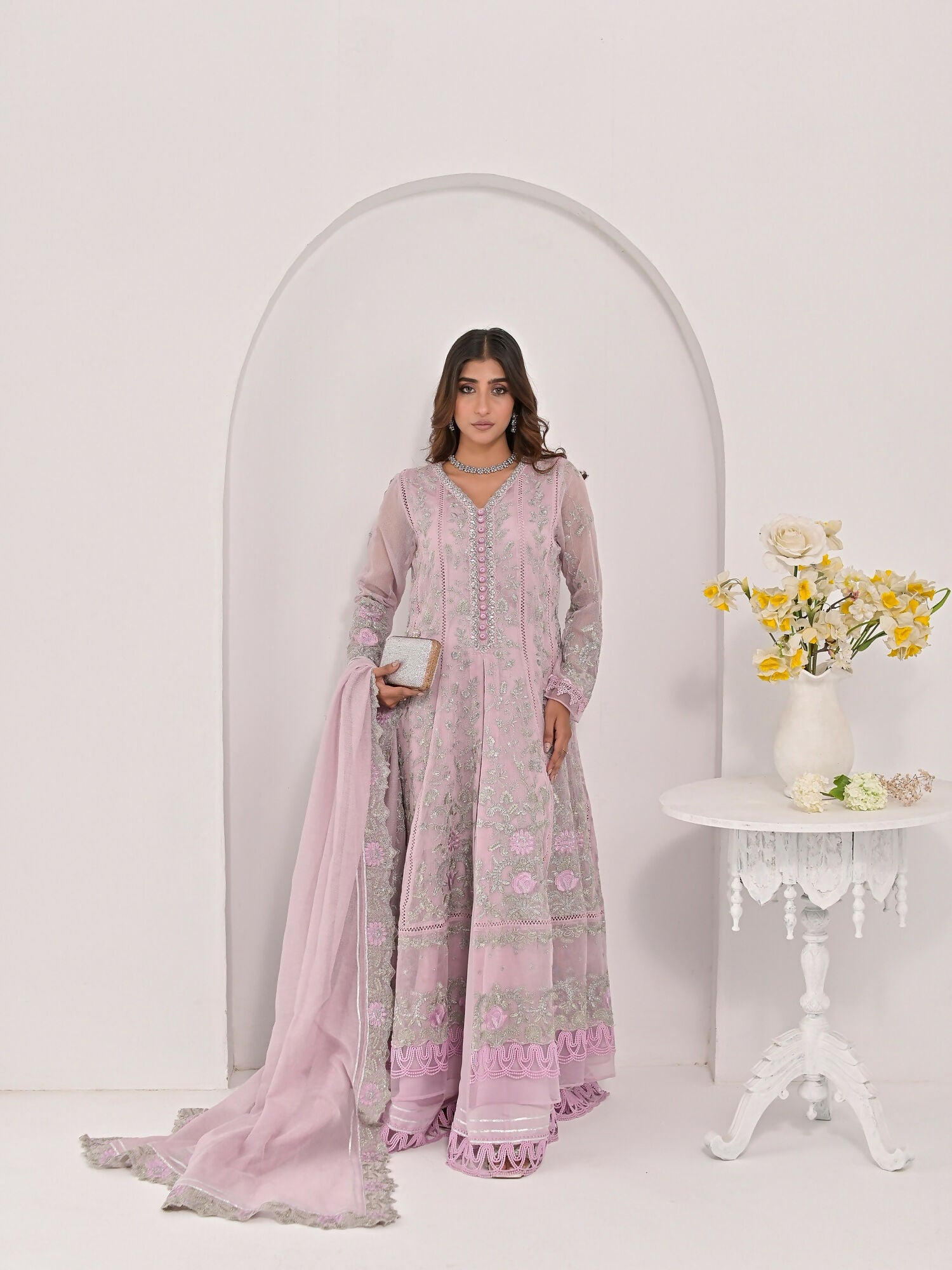 Farooq Hameed Studio Pariza Lux Festive'25 Khaadi Net Embroidered Stitched 3-Piece Suit-Sibel