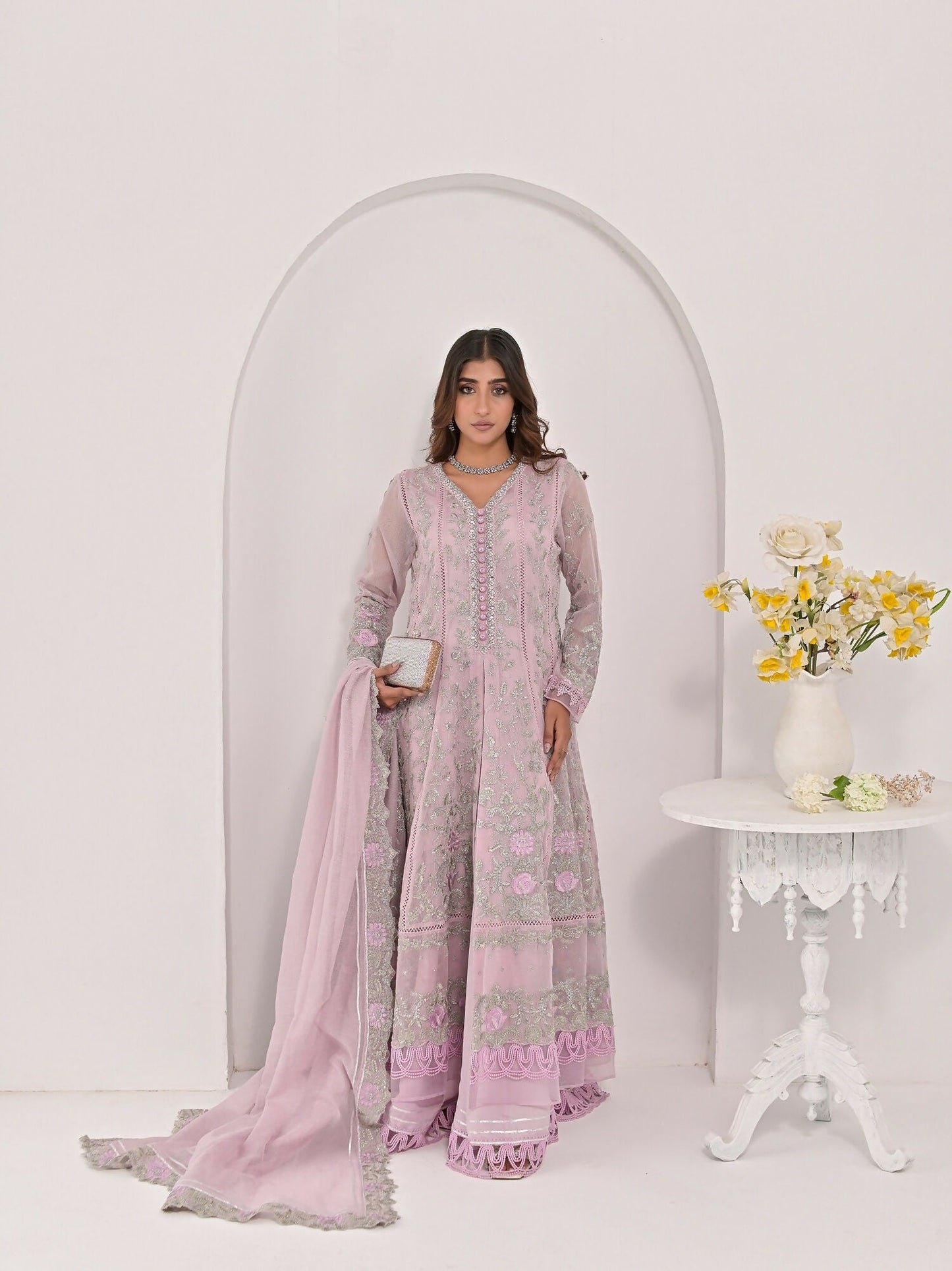 Farooq Hameed Studio Pariza Lux Festive'25 Khaadi Net Embroidered Stitched 3-Piece Suit-Sibel