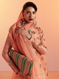 Hussain Rehar Candy Soap Raw Silk Embellished Stitched 3-Piece Suit-Pesca