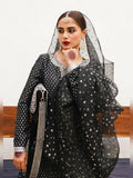 Hussain Rehar Luxury Pret Eid'23 Raw Silk Embellished Stitched 3-Piece Suit-Ebony