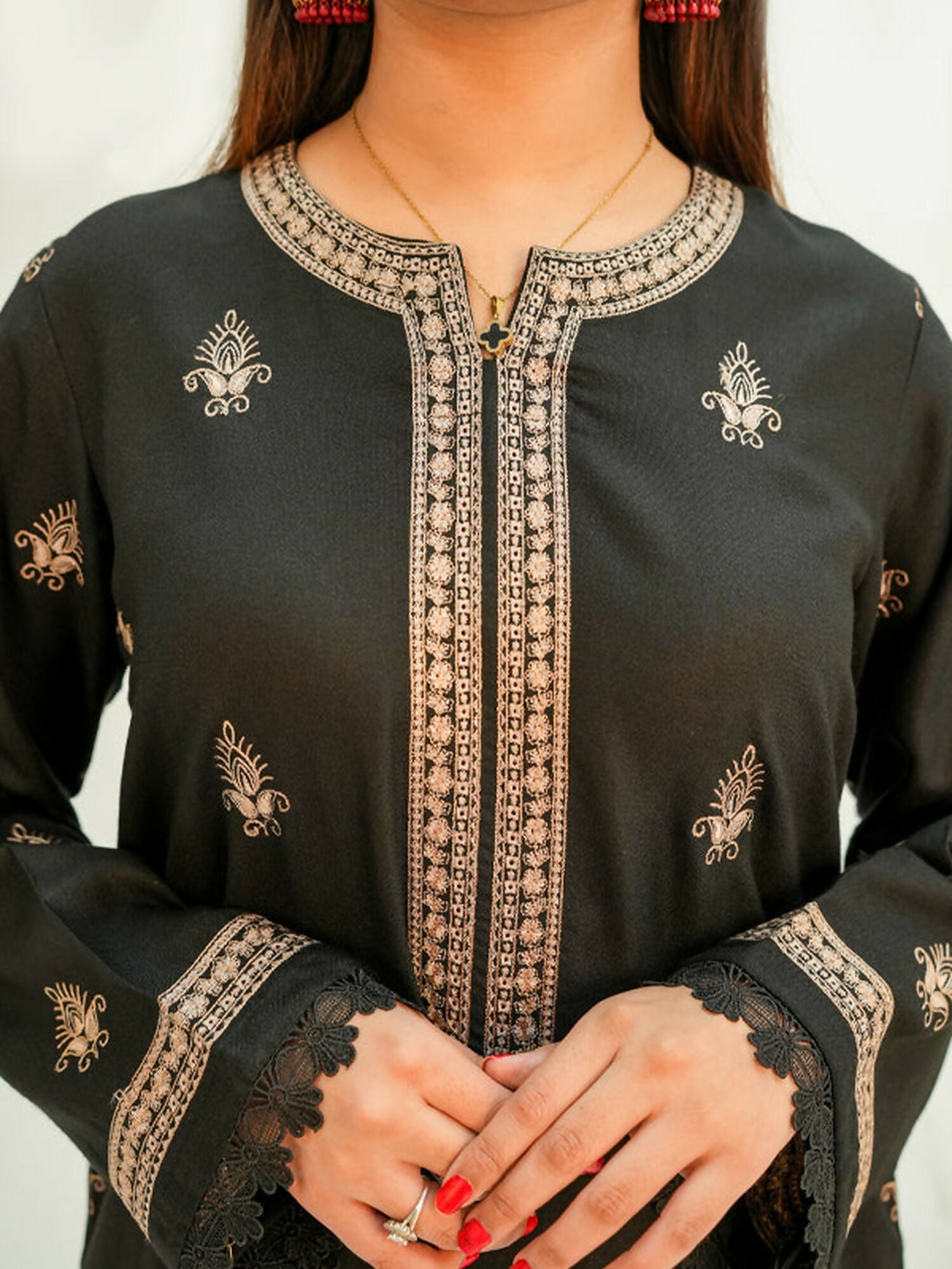 MH Cloth House Khaddi Net Embroidered Stitched 2-Piece Suit-Zarqa