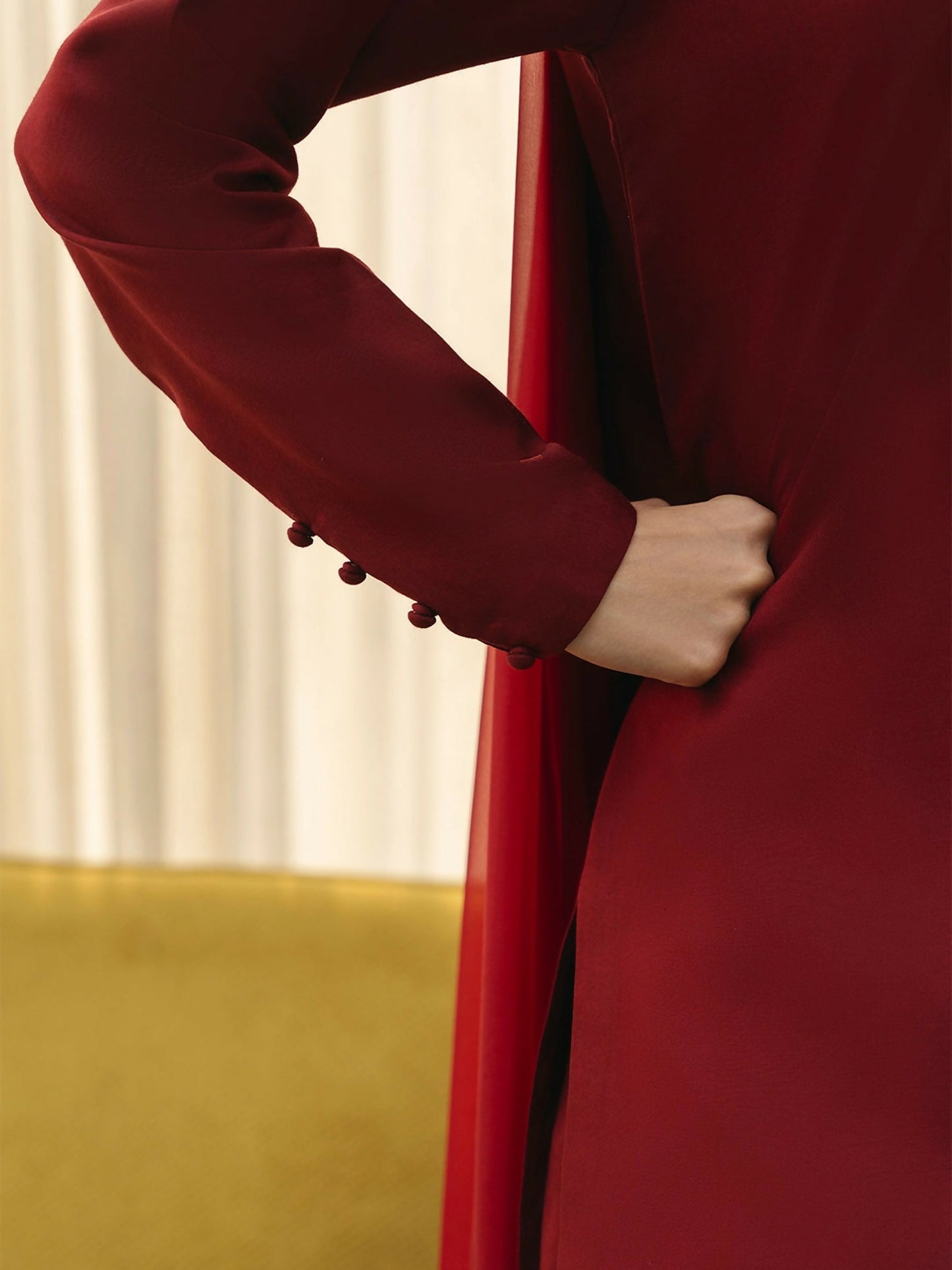 Mannat Clothing Suave Edit Raw Silk Stitched Suit-Claret