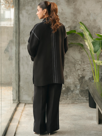 Mannat Clothing Suave Edit Raw Silk Co-Ord Set-Obsidian