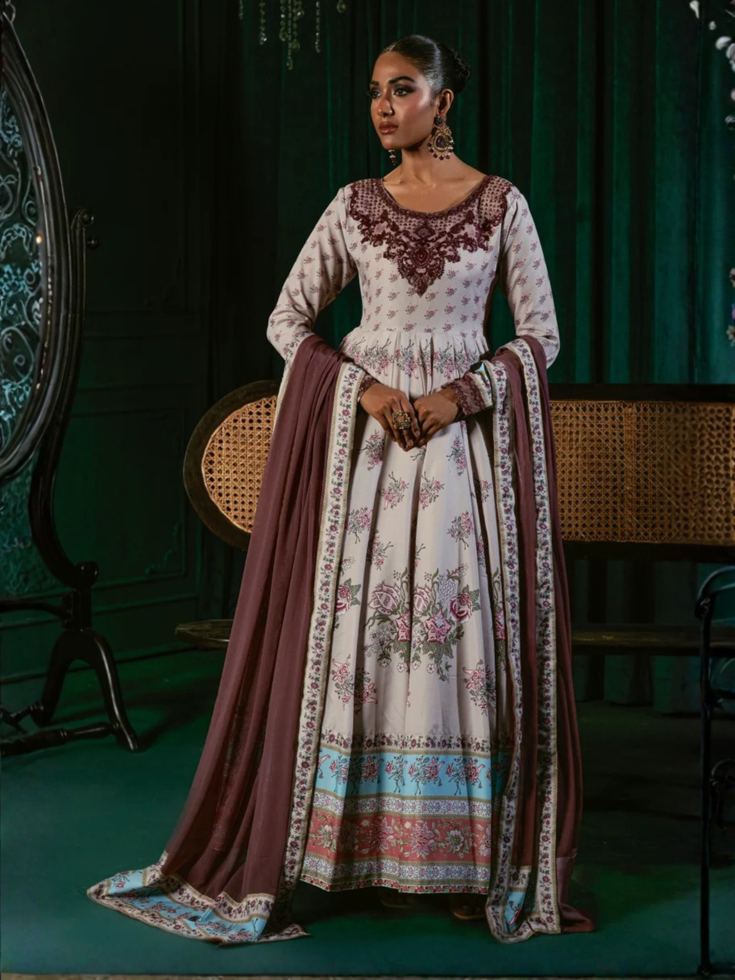 White-Hani & Umaima Swiss Lawn Embroidered Pishwas-Neesa