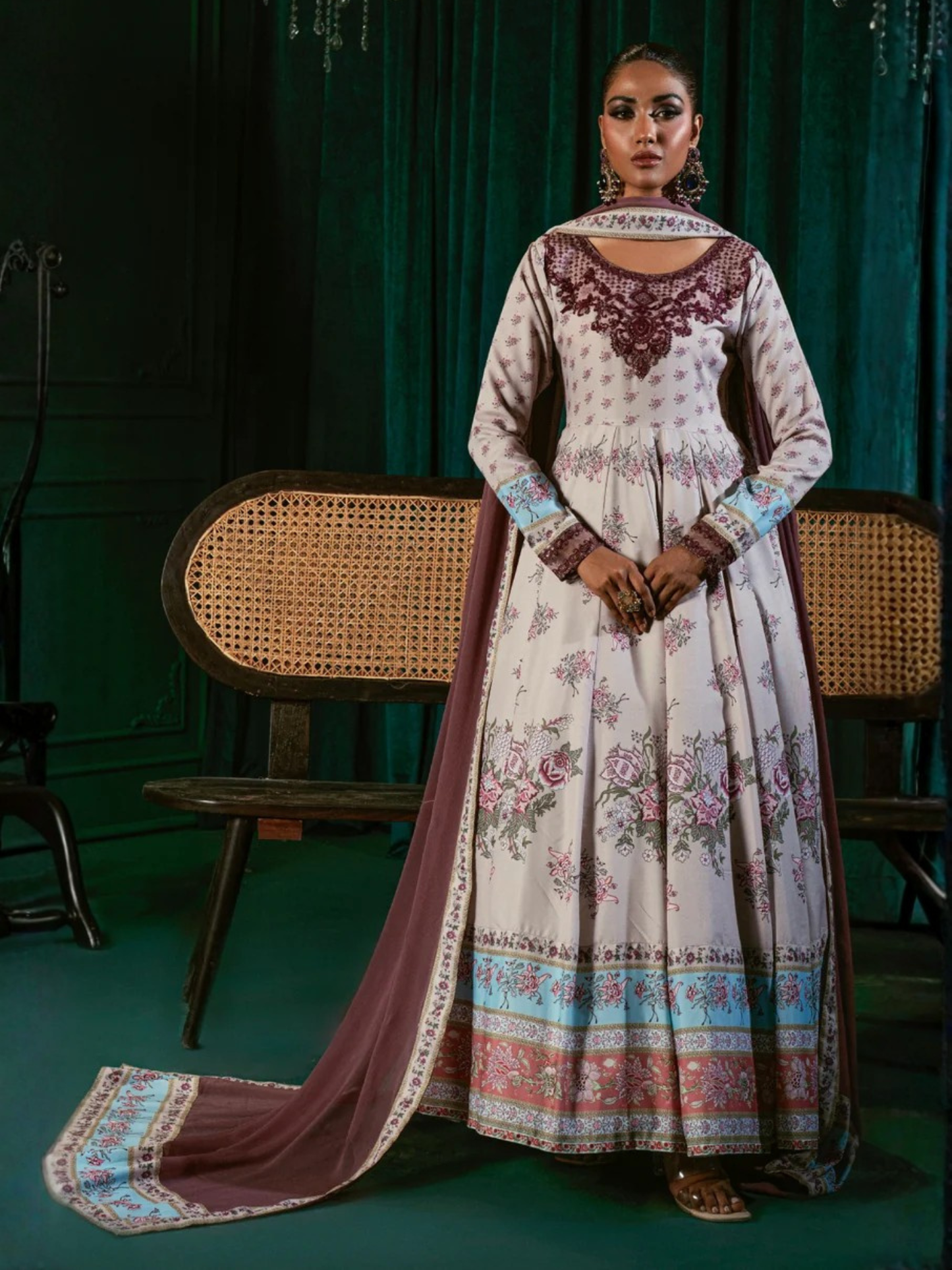 White-Hani & Umaima Swiss Lawn Embroidered Pishwas-Neesa