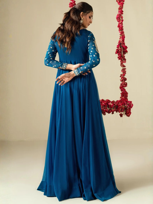 Zinc-Hani & Umaima Chiffon Embroidered Pishwas-Bella
