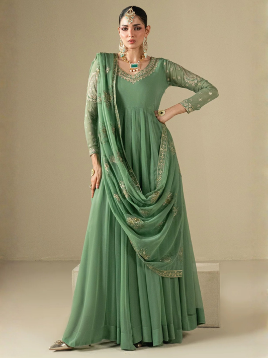Hani & Umaima Chiffon Embroidered Pishwas-Lvana