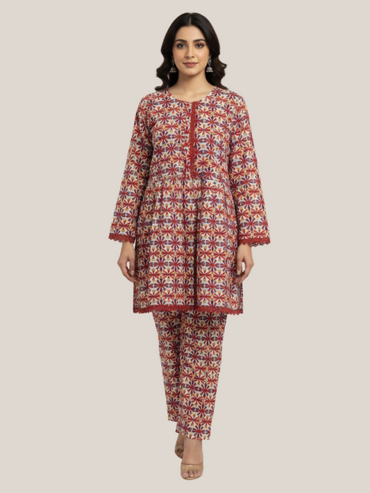 Bin Shaukat Khaddar Printed Stitched 2-Piece Suit