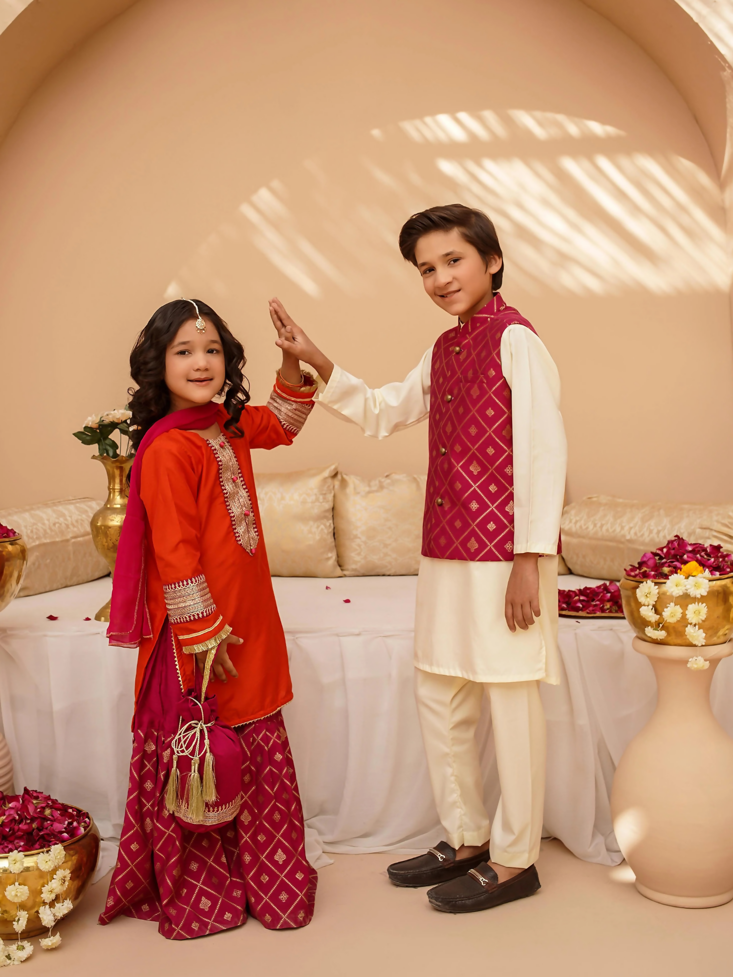 Kidoz Kloset Wash & Wear Printed Kurta Pajama-Pink Blush Luxe-Boy