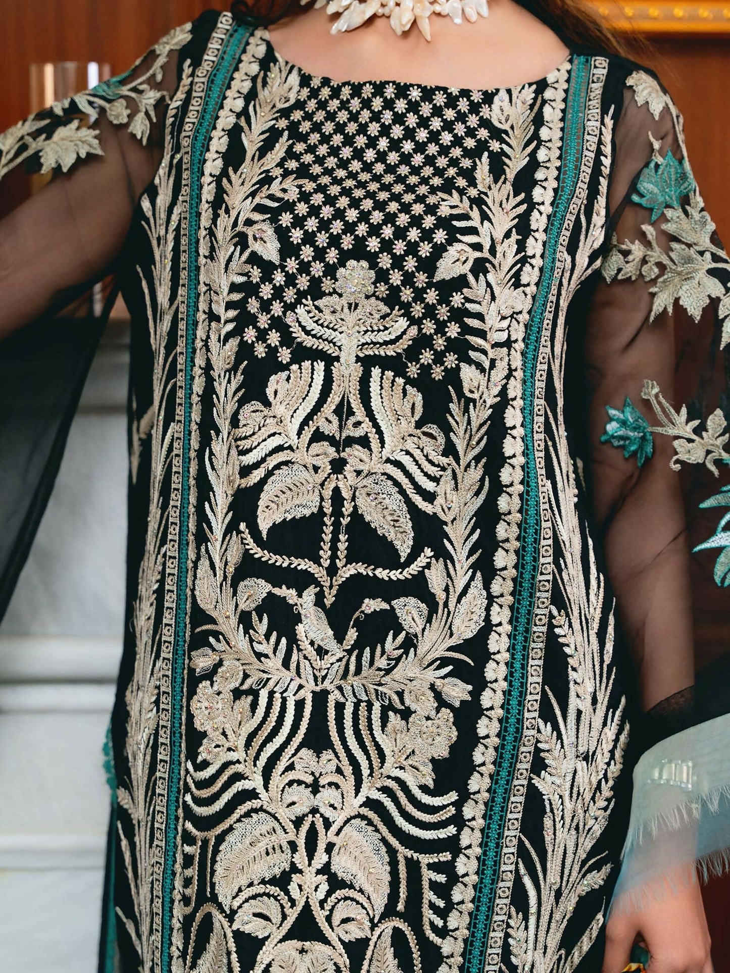 Shiza Hassan Aira Luxury Pret Cotton Net Embroidered Stitched 4-Piece Suit-Amorist