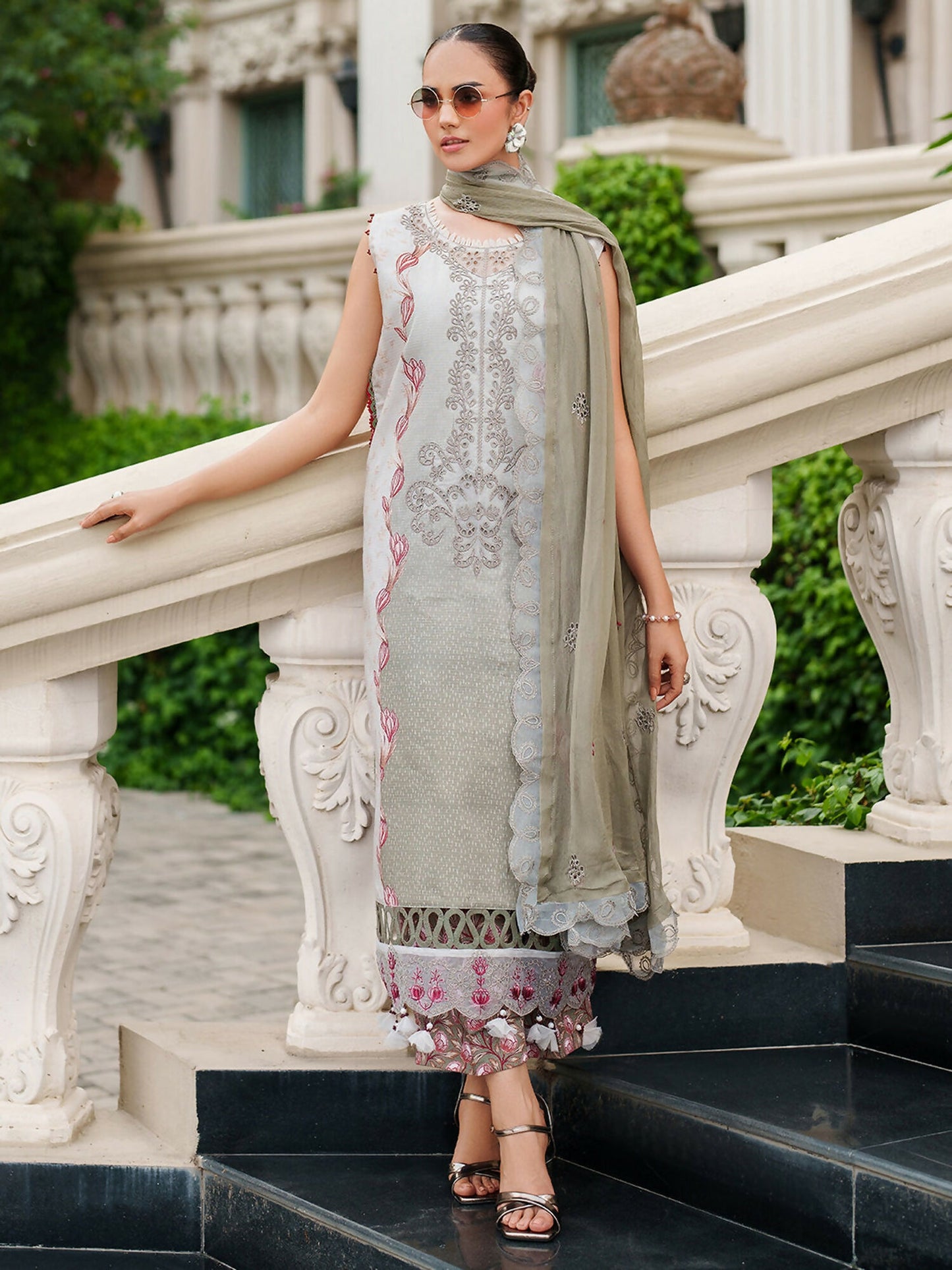 Parishay Ivy Bloom Viscose Embroidered Stitched 3-Piece Suit-IW-13