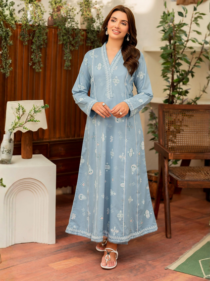 Panache Apparel Daily Essentials RTW Karandi Embroidered Stitched 3-Piece Suit-Prism