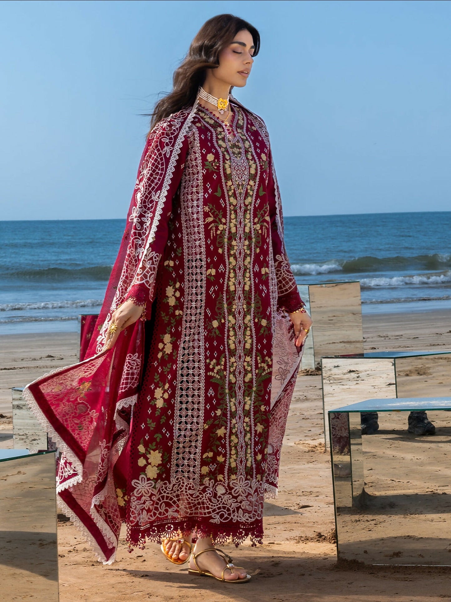 Mahnur Sirene Luxury Lawn'26 Embroidered Stitched 3-Piece Suit-S-11