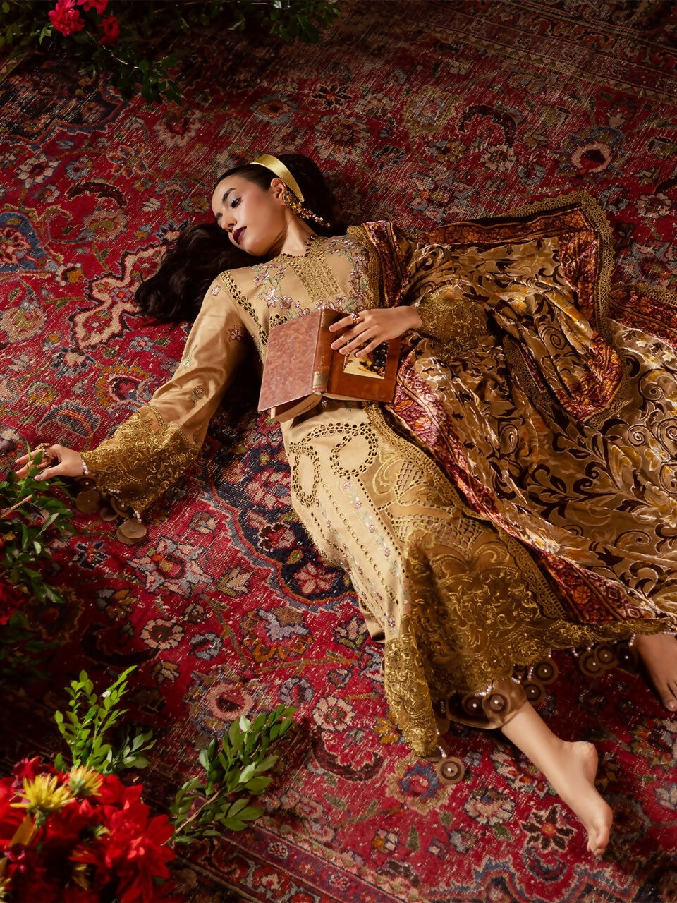 Mahnur Amelia Kotrai Embroidered Unstitched 3-Piece Suit-CK-006