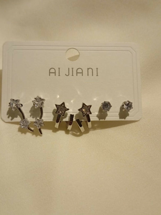 Joyels silver earcuff set featuring floral, star, and classic designs for versatile everyday sparkle.
