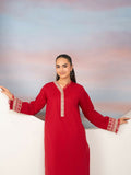 Panache Apparel Winter Whisper Khaddar Embroidered Stitched Suit-Scarlet