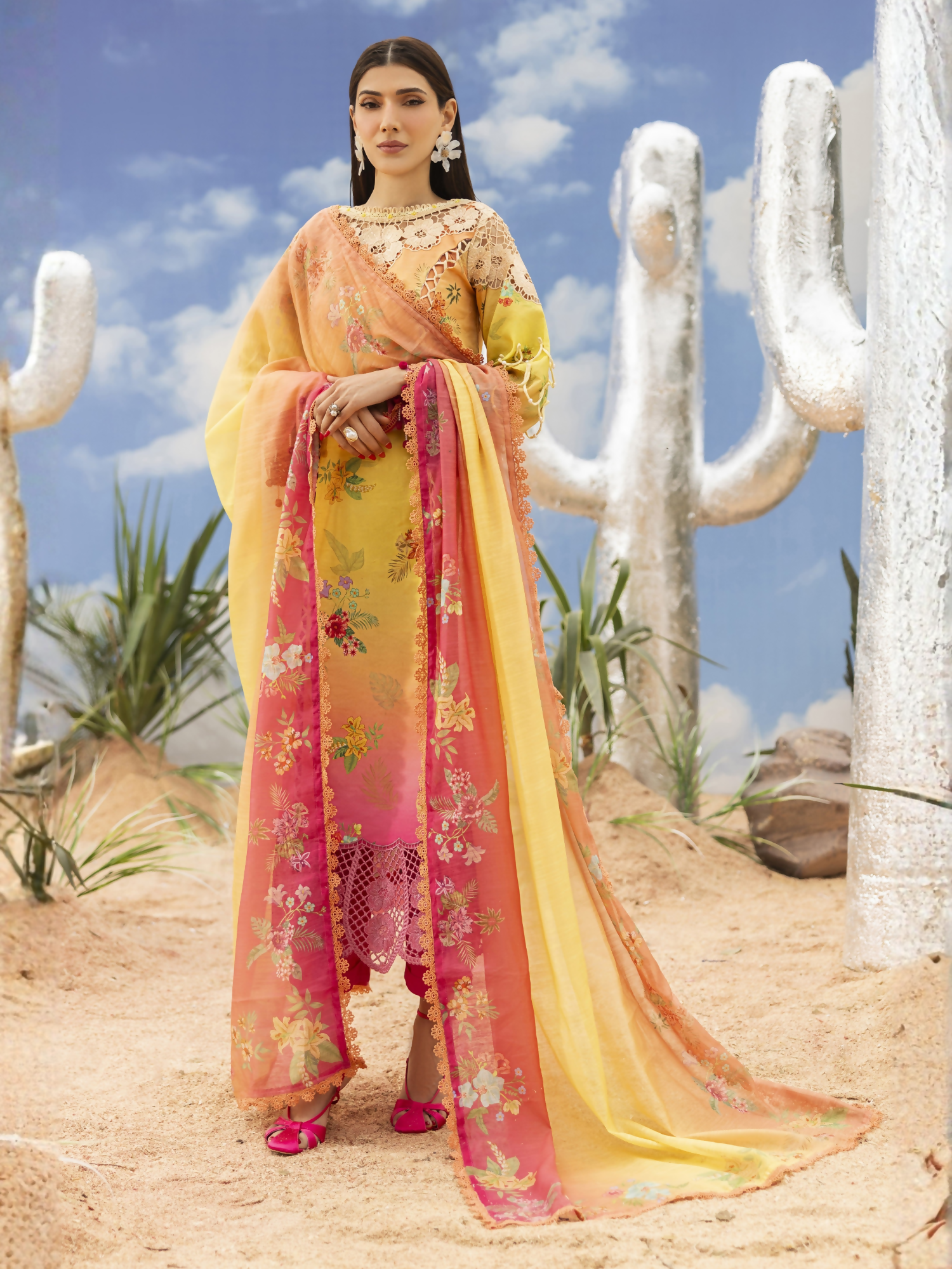 Parishay Ivy Bloom'26 Lawn Embroidered Unstitched 3-Piece Suit-IB-01