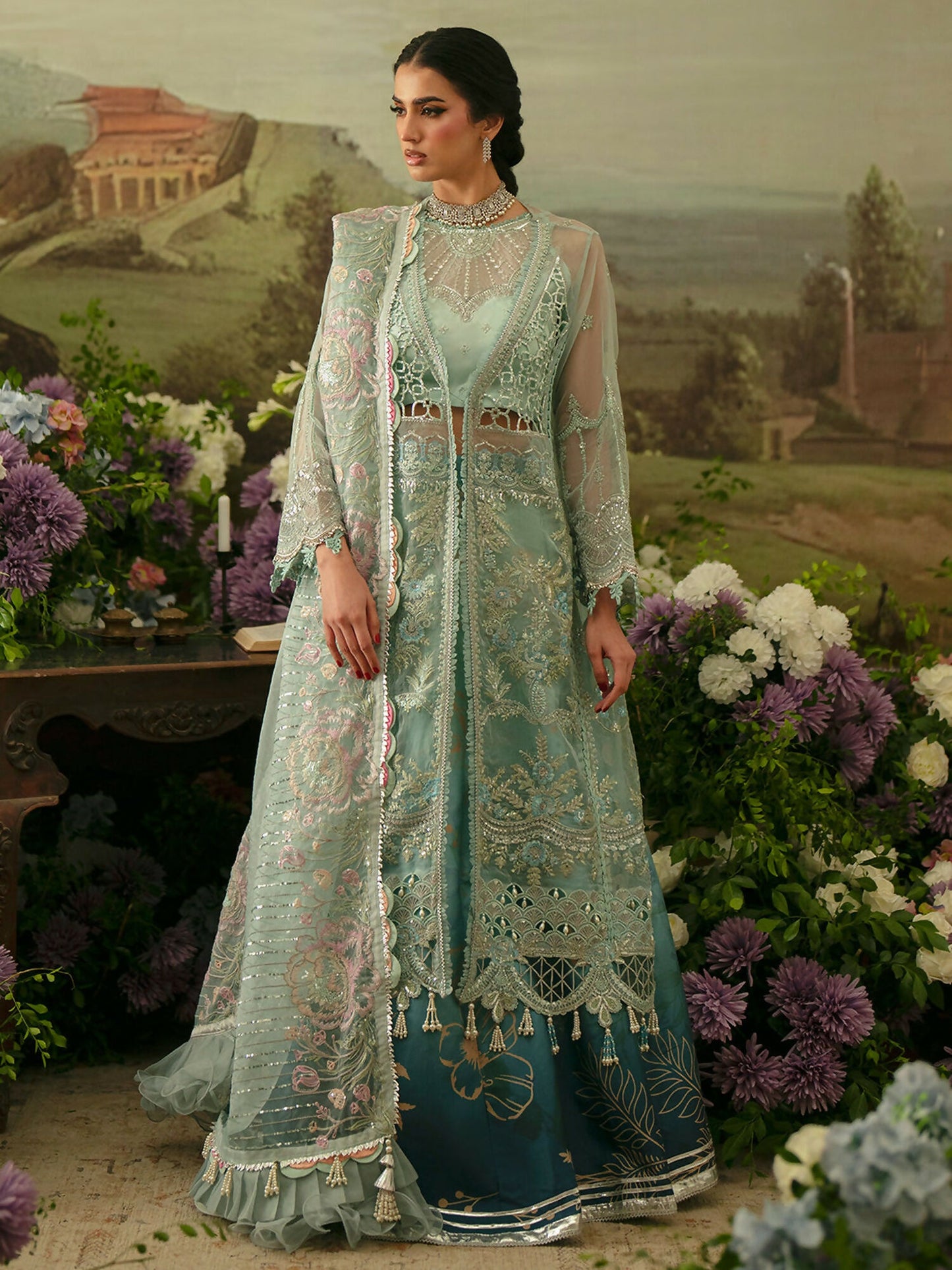 Parishay Ranibagh Luxury Formals Organza Embroidered Stitched 3-Piece Suit-Aarzoo