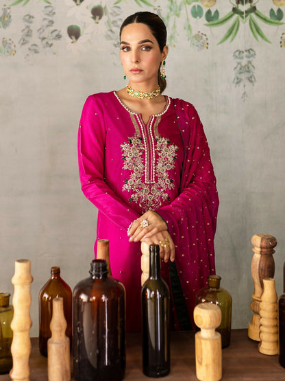 Allure By IH Raw Silk Embellished Stitched 3-Piece Suit-Tanya
