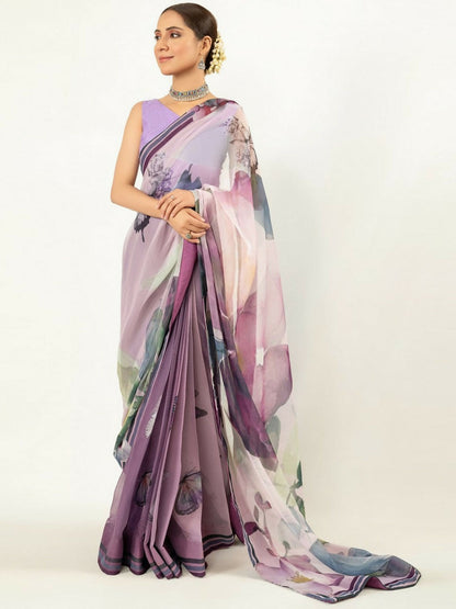 Imran Aftab Chiffon Printed Stitched Saree-IASC 04