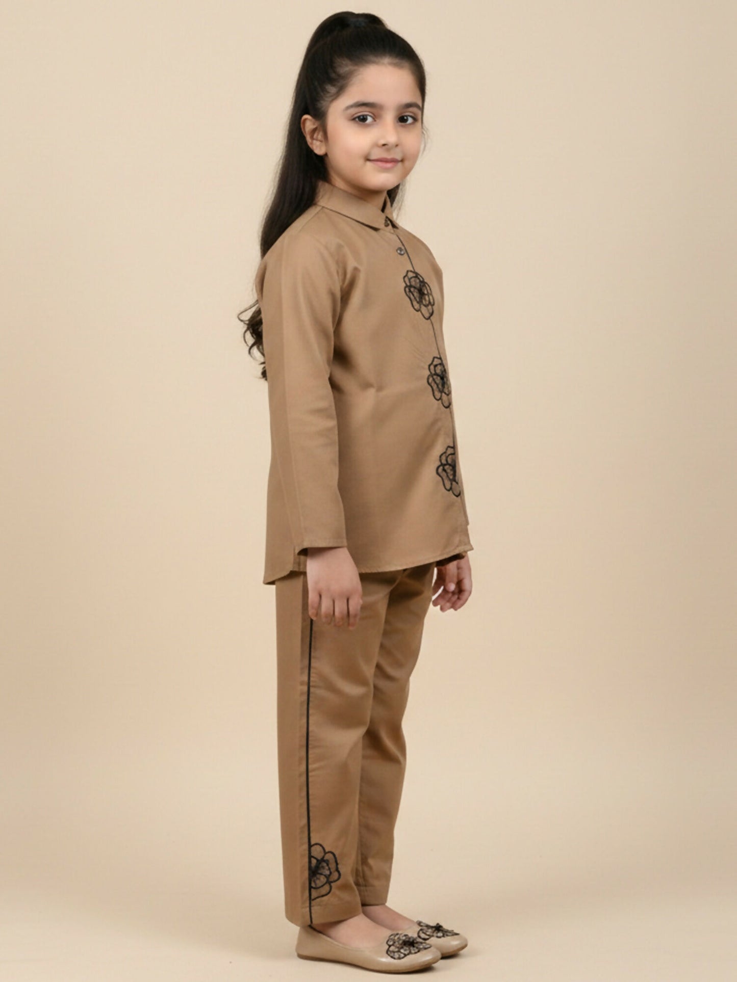 Velvour Girls Cotton Embroidered Co-Ord Set-VG182-A