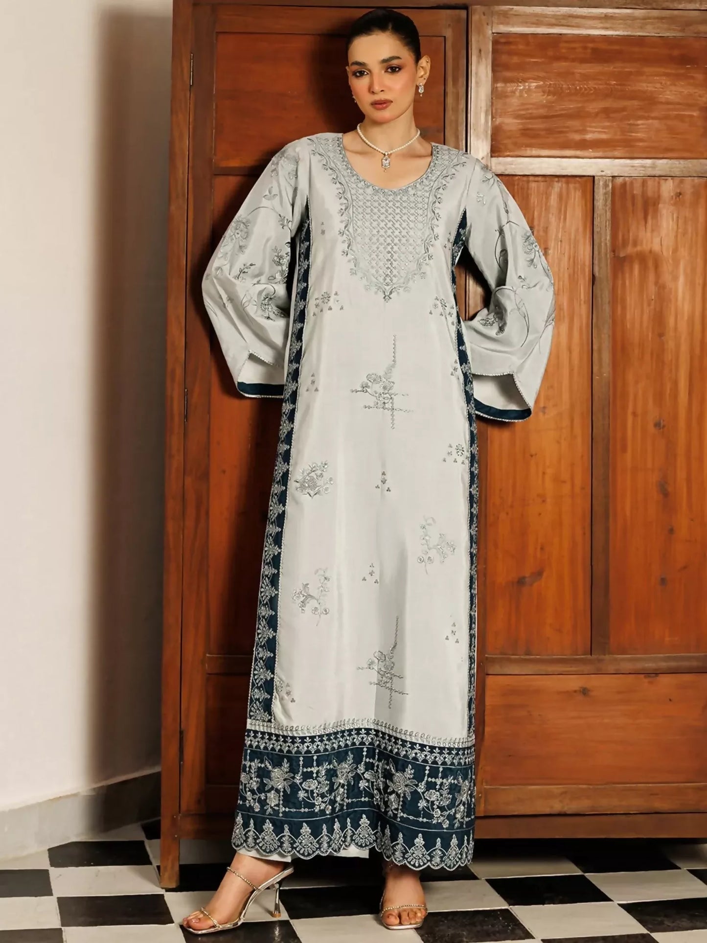 Panache Apparel Noore Eid Edit Raw Silk Embroidered Stitched Suit-Yara