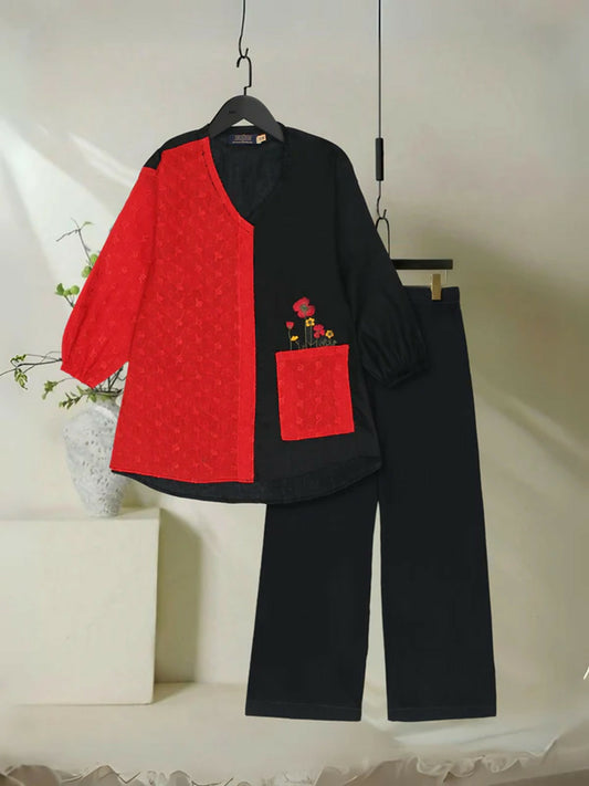 Velvour Girls Cotton Embroidered Co-Ord Set-VG151-A