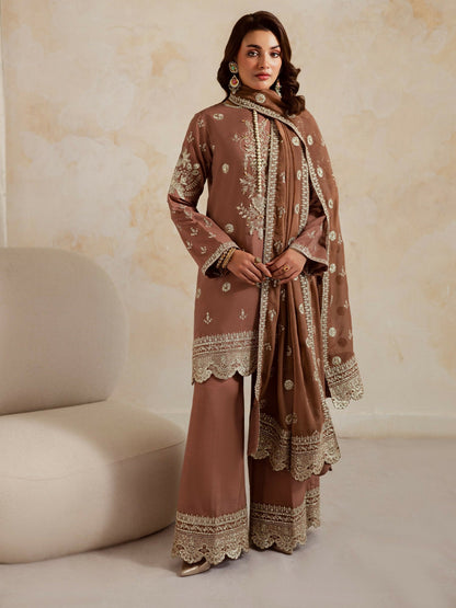 Allure By IH Luxury Pret Raw Silk Embellished Stitched 3-Piece Suit-Naghma