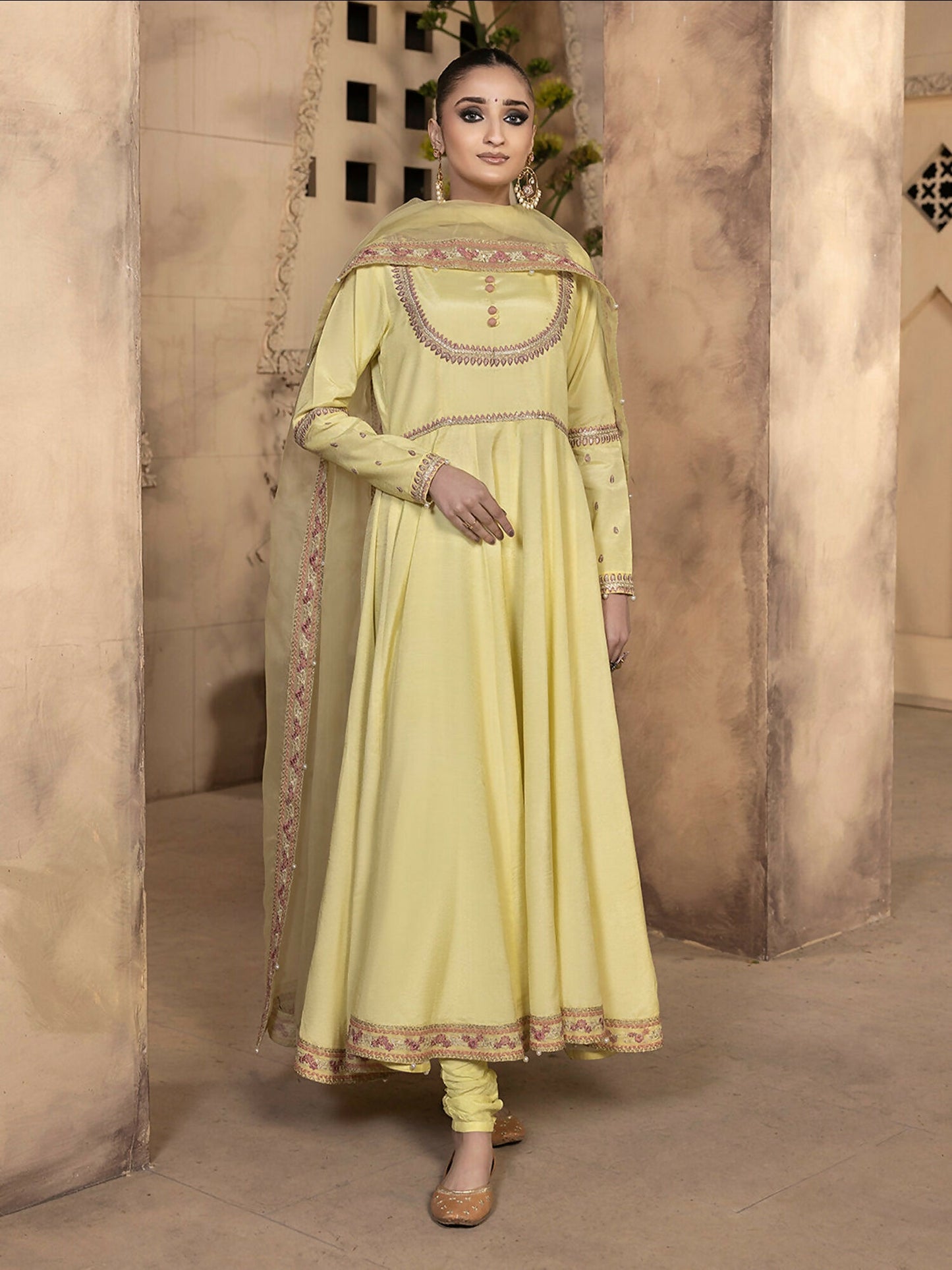 Hemstitch Raw Silk Embellished Stitched Pishwas-Sehar