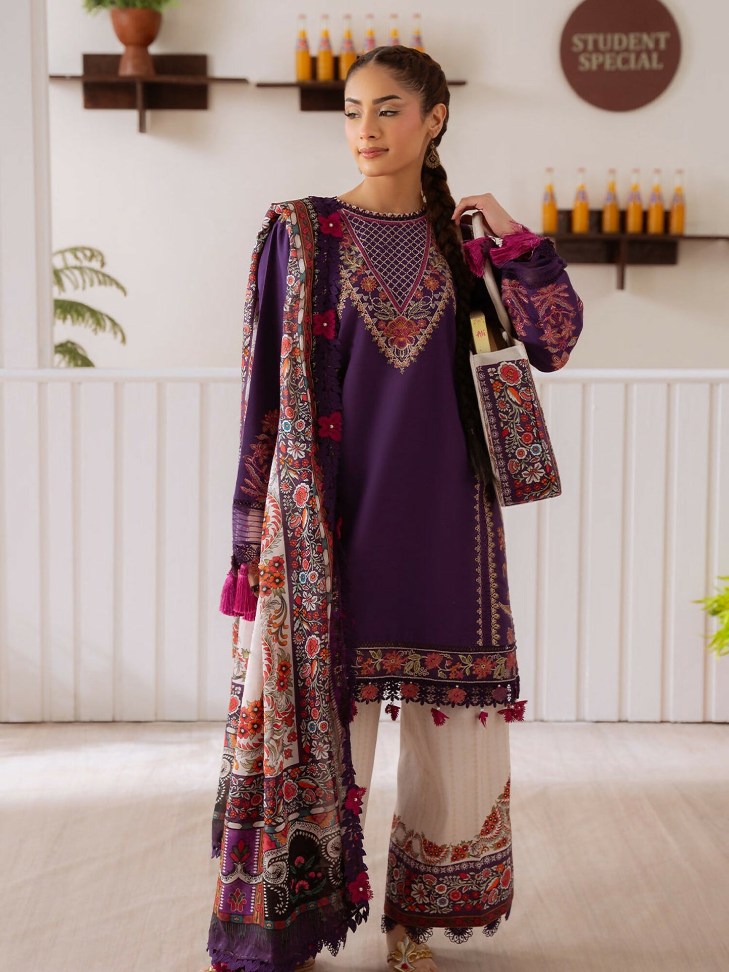 Joolie By Saira Rizwan Lawn Embroidered Unstitched 3-Piece Suit-Elif-B-SRL25-05