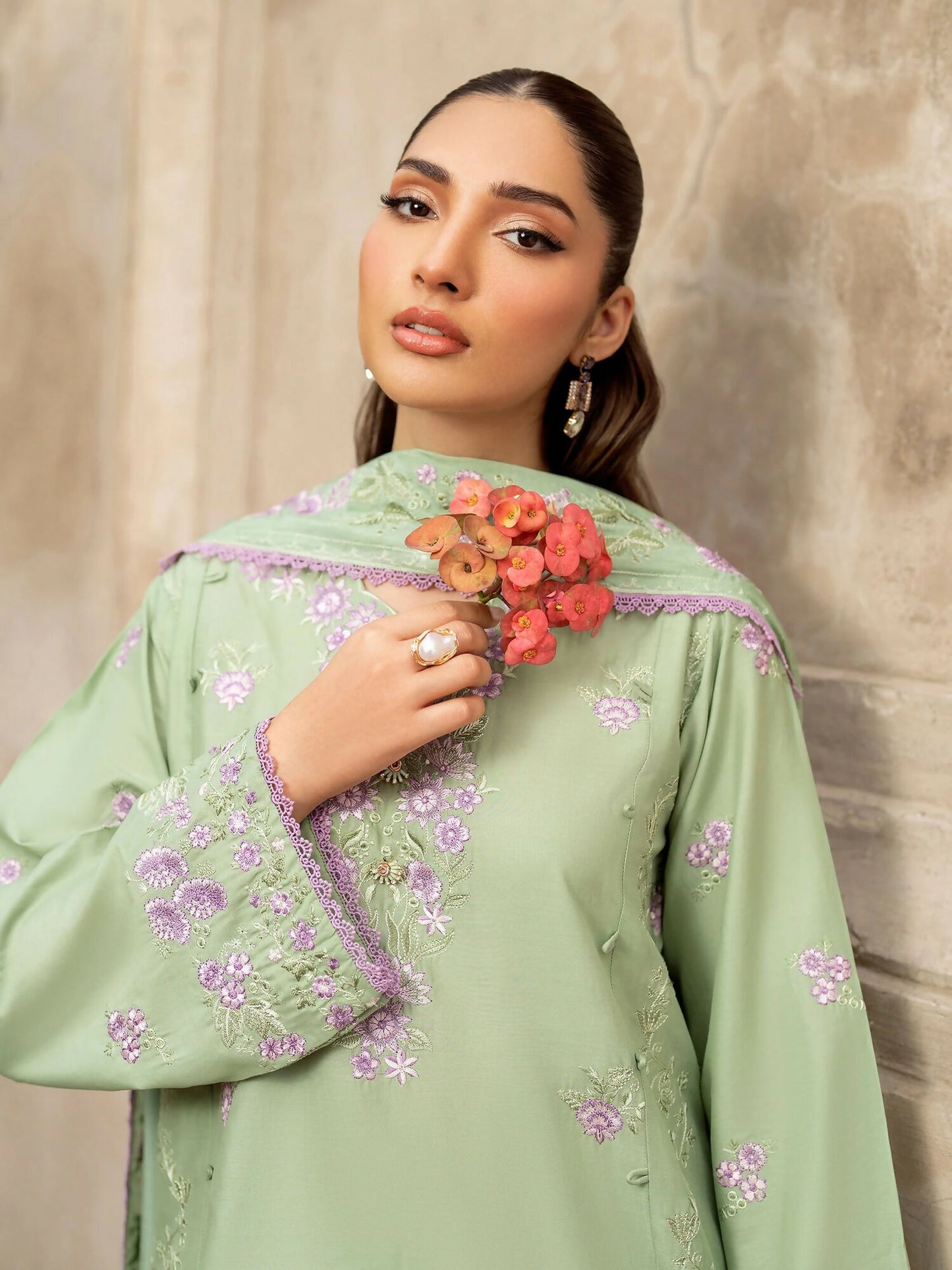Panache Apparel Lawn Embroidered Stitched Suit-Roshni
