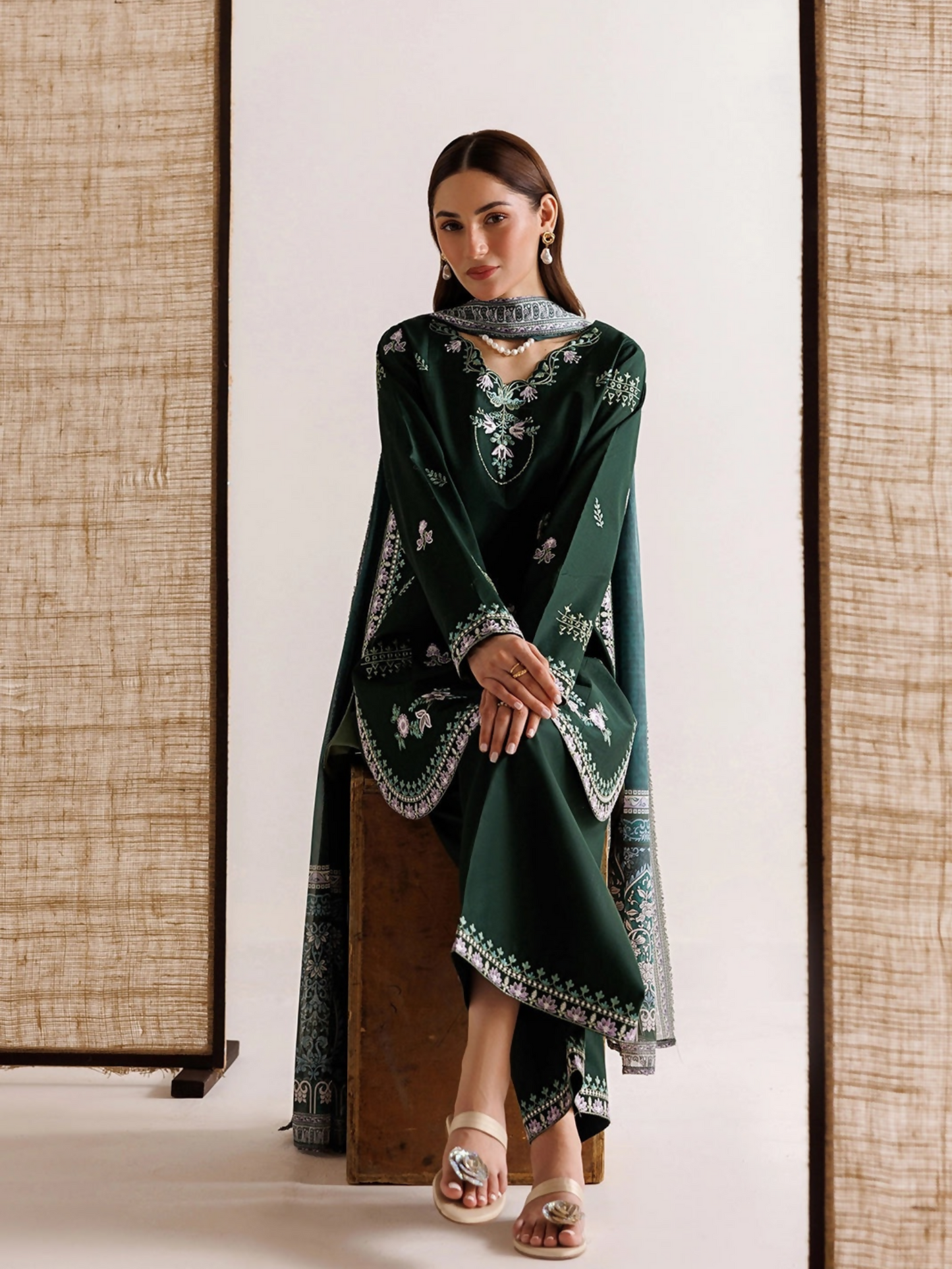 Panache Apparel Mistfall Vol II Cotton Embroidered Stitched Suit-Zivelle
