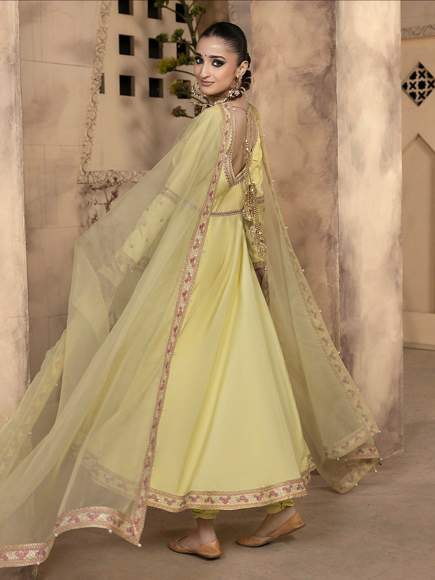 Hemstitch Raw Silk Embellished Stitched Pishwas-Sehar