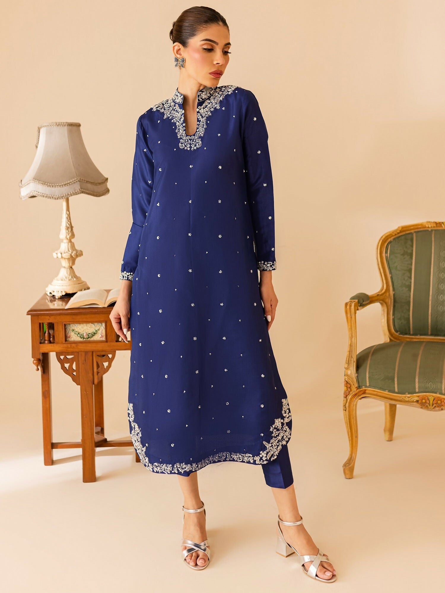 Allure By IH Luxury Pret Raw Silk Embellished Stitched 3-Piece Suit-Eliza
