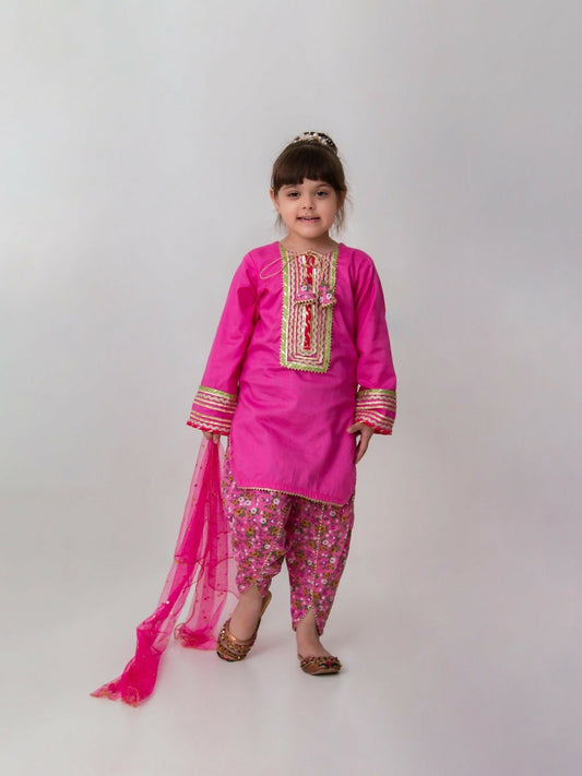 Kidoz Kloset Cotton Lawn Printed Stitched 3-Piece Suit-Sugar Puff