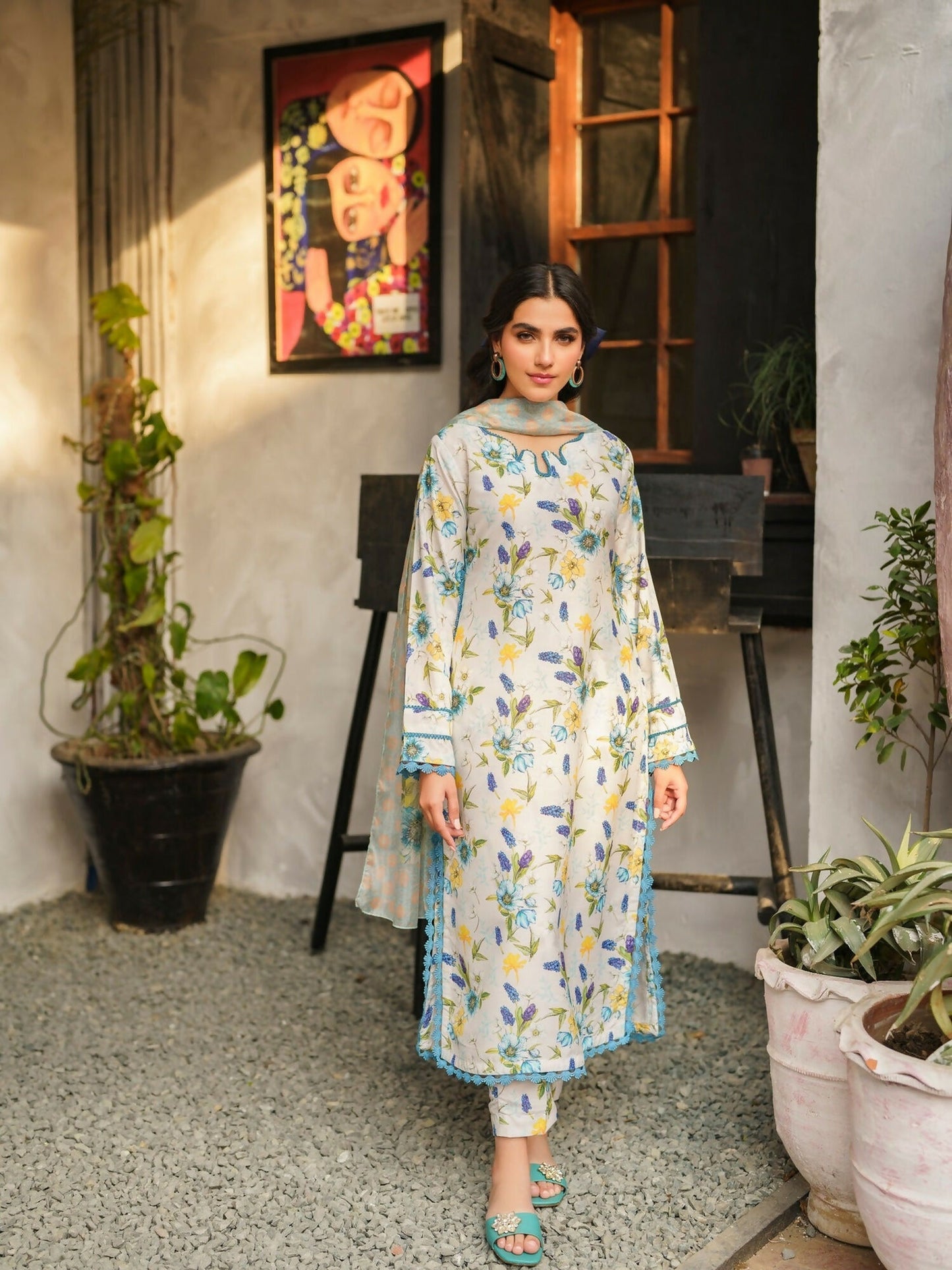 Panache Apparel Daily Essentials RTW Lawn Printed Stitched 3-Piece Suit-Willow