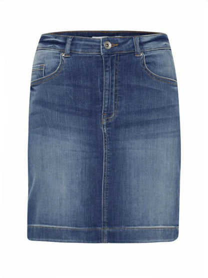 Funky's Plain Mid length Denim/Jeans Skirt Waist-11448