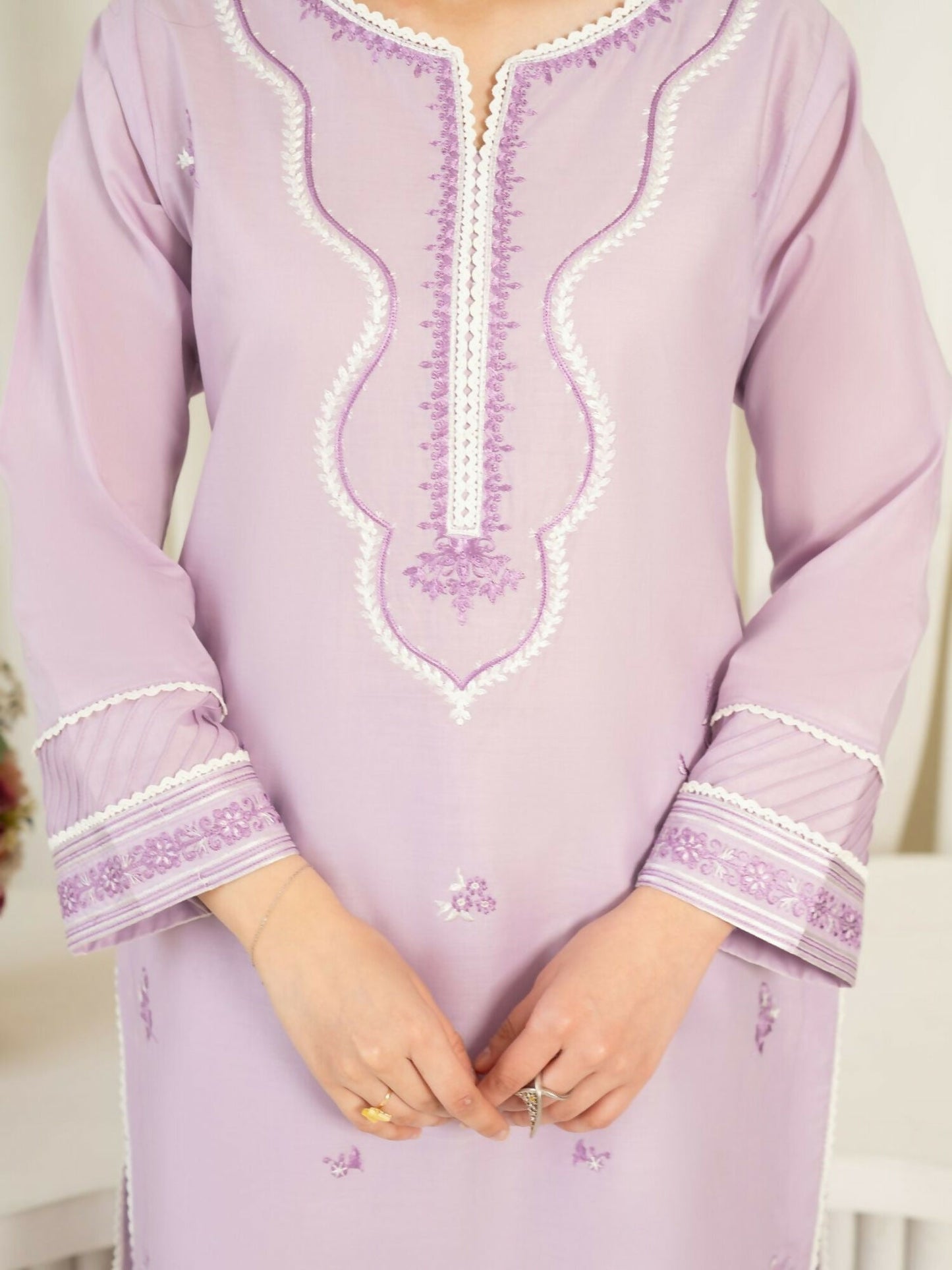 Panache Apparel Sunlit Essentials Cotton Lawn Embroidered Stitched Suit-Lavina