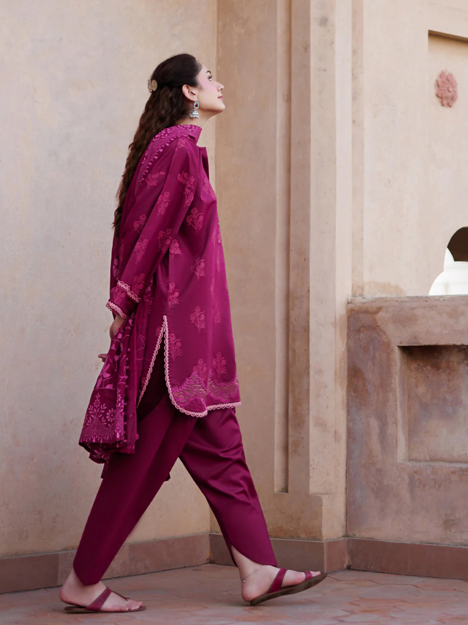 Pink Panache Apparel Noor Mahal Cotton Printed Stitched Suit-Sarmastaan
