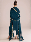 Allure By IH Silver Night Tussel Silk Embroidered Stitched 3-Piece Suit-Eclipse