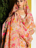 Hussain Rehar Luxury Pret Eid'23 Raw Silk Embellished Stitched 3-Piece Suit-Tawny