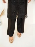 HU Studios Blackout Collection Lawn Embroidered Stitched 2-Piece Suit-Black-Vein