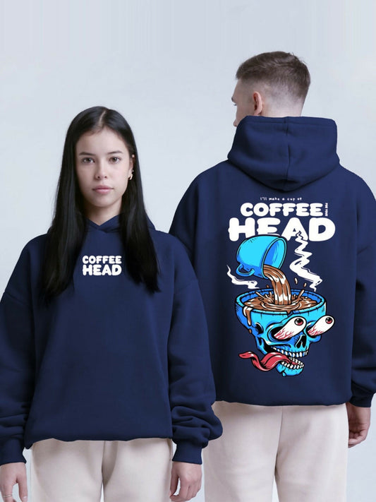 Blue Jupiter Oversized Coffee Head Printed Hoodie-14749