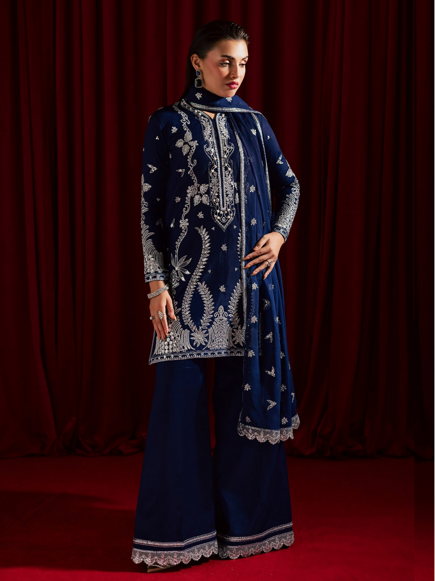 Allure By IH Luxury Pret Raw Silk Embellished Stitched 3-Piece Suit-Gul