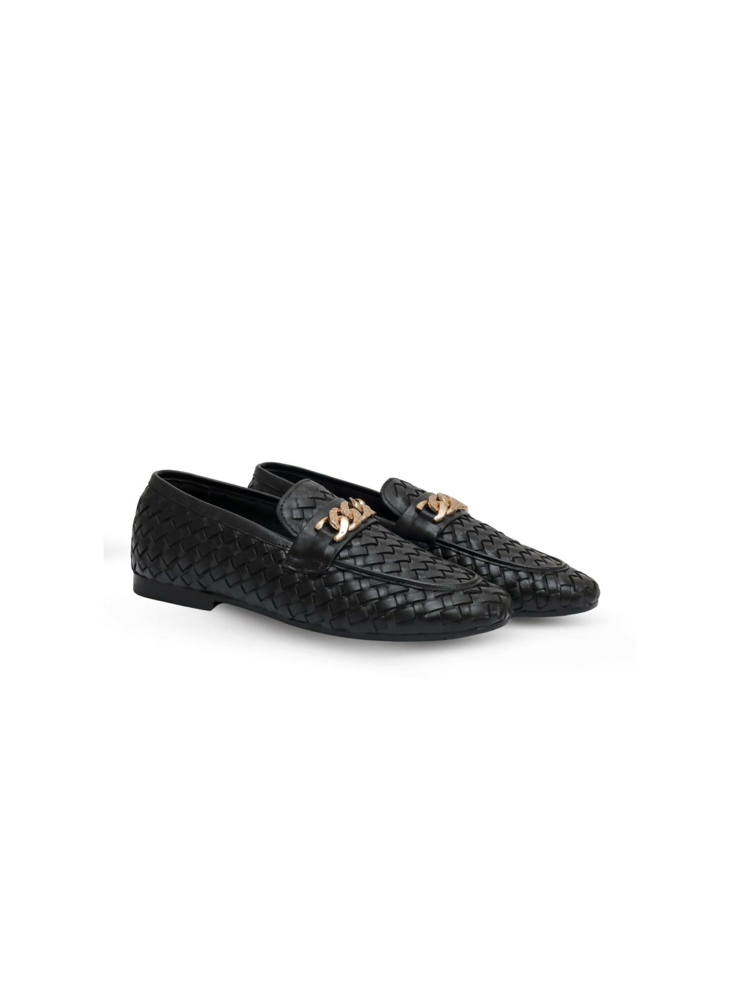 Black and Golden Royale Leather Men’s Loafers