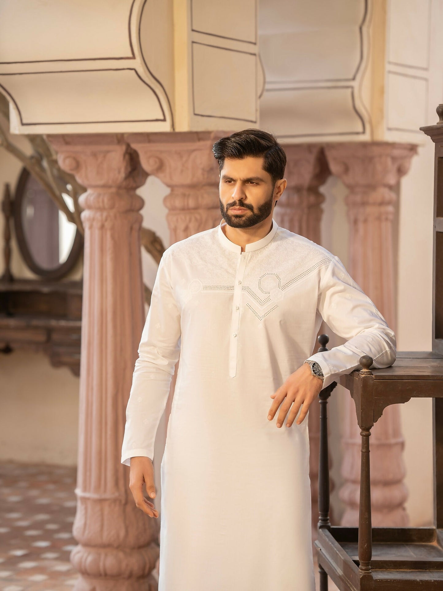 Fabrich Men Embroidered Cotton Unstitched Shalwar Kameez-GTS-MCE-036